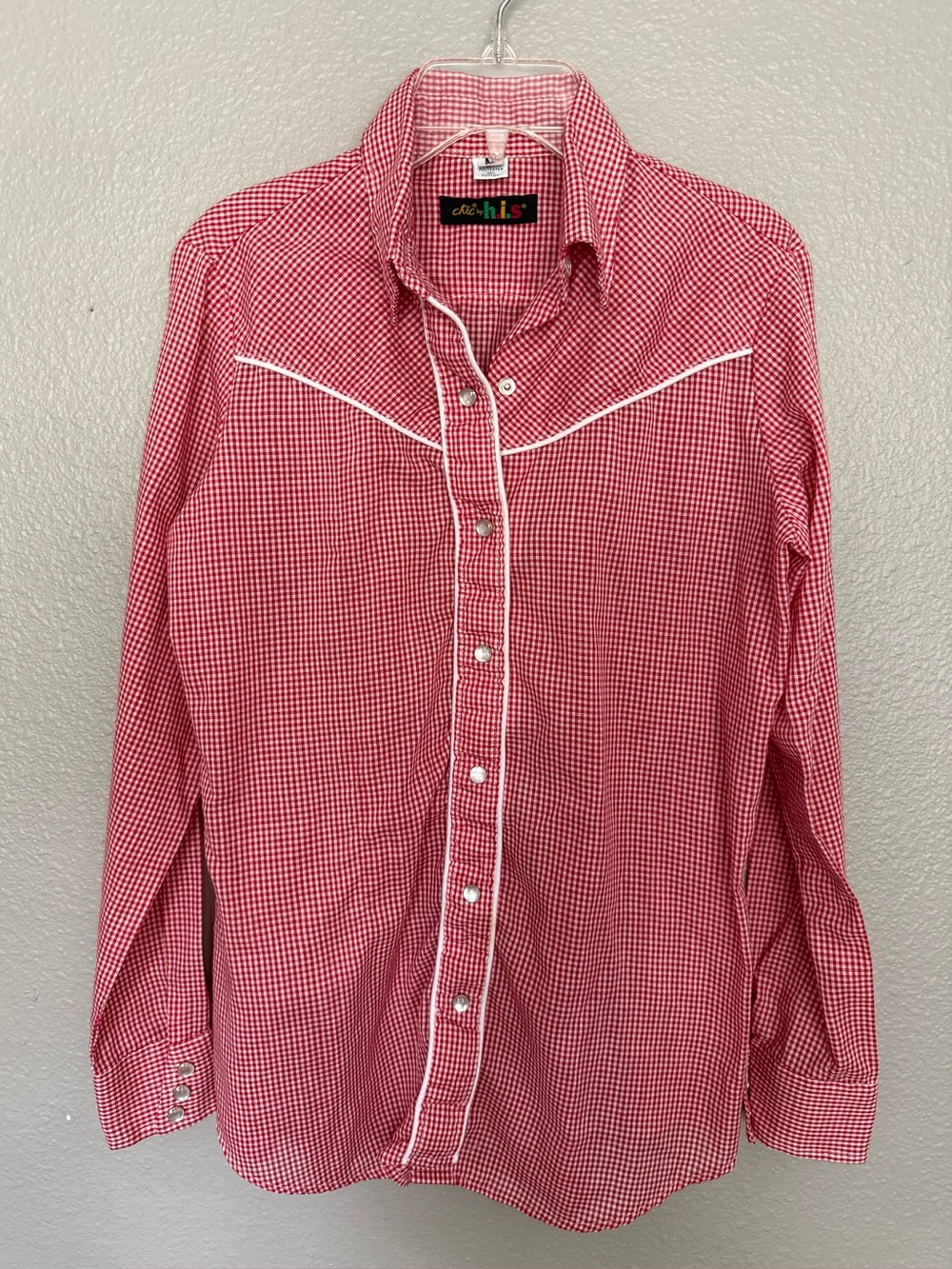 Vintage Chic by h.i.s. Red & White Gingham Western Shirt - Size M
